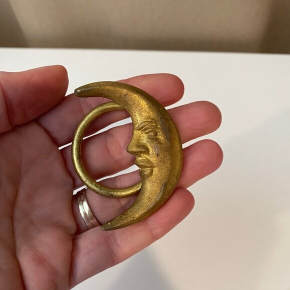 Gold Moon Face Napkin Ring Single Replacement Piece Celestial Decor - Picture 4 of 4